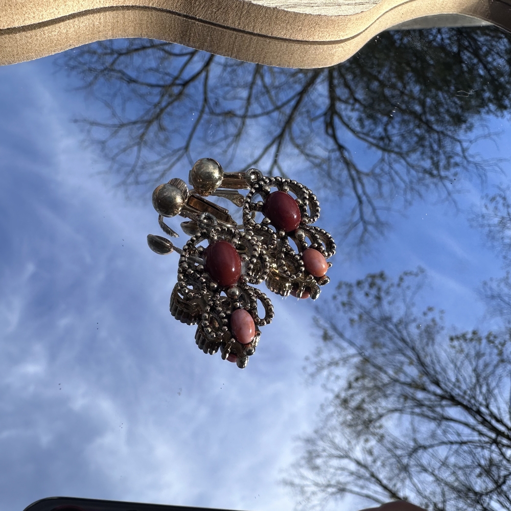 Elegant Silver and Red Earrings